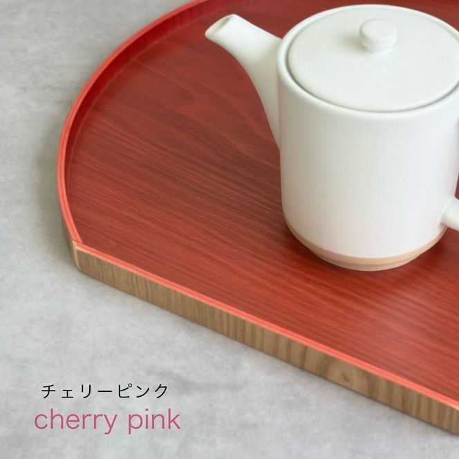 ［チェリーピンク］紀州漆器 木製 カラー半月盆 トレー 約36cm［YS141］ 303446_CR172VC03