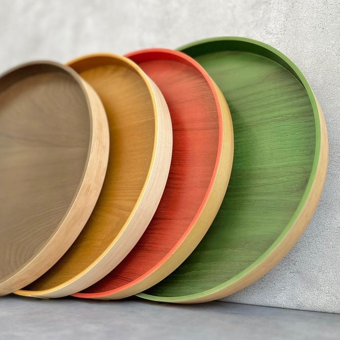 ［ライトブラウン］木製 お盆 曲げわっぱ カラー丸盆 まげわっぱ 紀州漆器［YS143］ 303446_CR173VC01