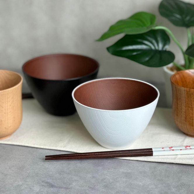 ★食洗機 電子レンジ 対応 お椀 ブラック ホワイト 2個セット 箸付き 2膳 4点セット  モノクロマルチボウル 303446_CR177