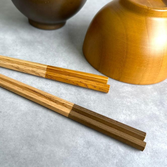 ★ギフトボックス付き ペア ナチュラルボウル ブラウン 2個セット 箸付き 303446_CR179