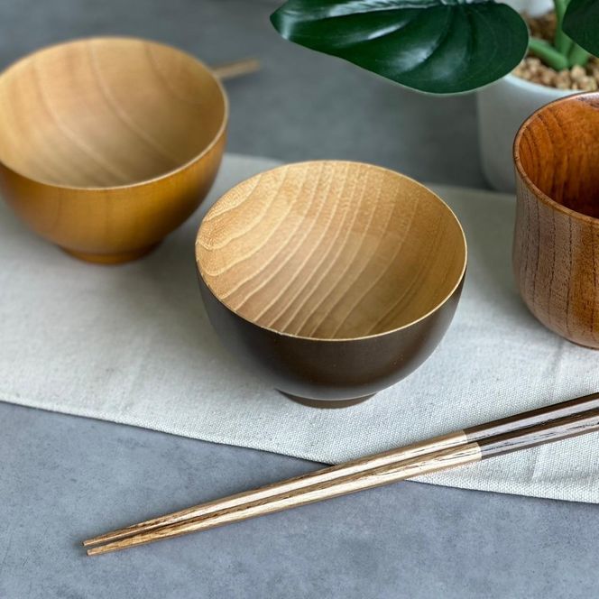 ★ギフトボックス付き ペア ナチュラルボウル ブラウン 2個セット 箸付き 303446_CR179