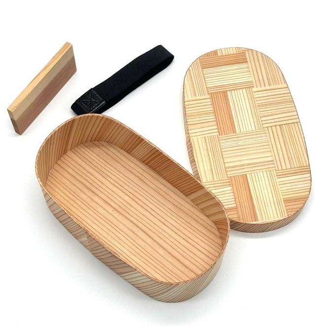 ★九州杉 国産 曲げわっぱ 網代柄 被せ蓋 弁当箱 まげわっぱ 303446_CR183