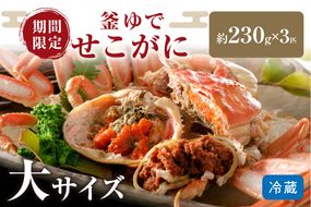 【12月発送】先行予約！山陰日本海冬の味覚　釜ゆでせこがに　食べ応えのある大サイズ3匹入り/北畿水産　HK00200