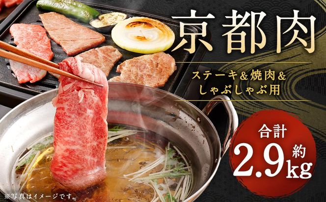 【銀閣寺大西】京都肉ステーキ（150g×6枚）＆焼肉（1000g）＆しゃぶしゃぶ用（1000g）［ 京都 老舗 肉 モモ 人気 おすすめ グルメ おいしい 高級 ブランド ブランド牛 和牛 国産牛 料理 ステーキ すき焼き しゃぶしゃぶ 焼肉 ］  261009_A-AG015