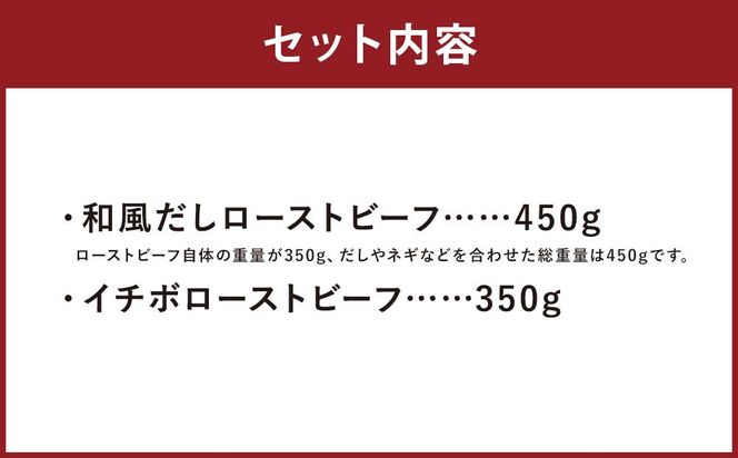 【ともや】国産黒毛和牛ローストビーフ2種セット（和だし350g・イチボ350g） 261009_A-JS002