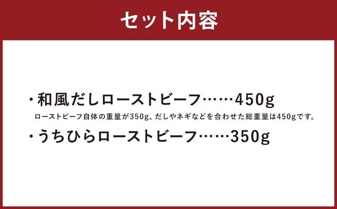 【ともや】ローストビーフ2種セット（国産黒毛和牛和だし350g・国産交雑牛うちひら350g） 261009_A-JS004