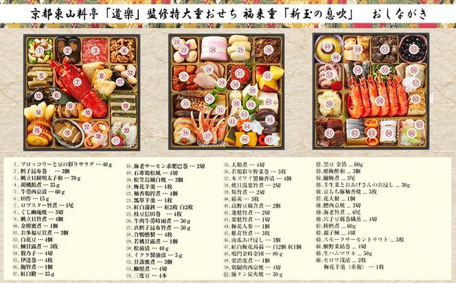 【京料理 道楽】8.5寸冷蔵おせち 福来重「新玉の息吹」（約5～6人前）［ 京都 東山 料亭 創業390年 伝統 おせち 大人気 2025 正月 お祝い 老舗 グルメ ご自宅用 送料無料 お取り寄せ 人気 おすすめ 京料理 ］ 261009_A-PF1002