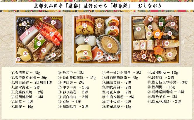 【京料理 道楽】冷蔵おせち三段重「都春錦」（約2人前） ［ 京都 東山 料亭 創業390年 伝統 おせち 大人気 2025 正月 お祝い 老舗 グルメ ご自宅用 送料無料 お取り寄せ 人気 おすすめ 京料理 ］ 261009_A-PF1005