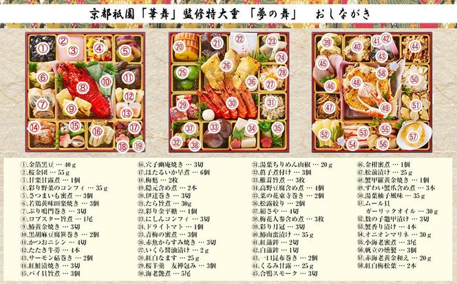 【京都祇園 華舞】冷蔵おせち 特大重三段重「夢の舞」（約5人前）［ 京都 料亭 祇園の伝統と華やぎ おせち 大人気 2025 正月 お祝い 老舗 グルメ ご自宅用 送料無料 お取り寄せ 人気 おすすめ 京料理 ］  261009_A-QN1002