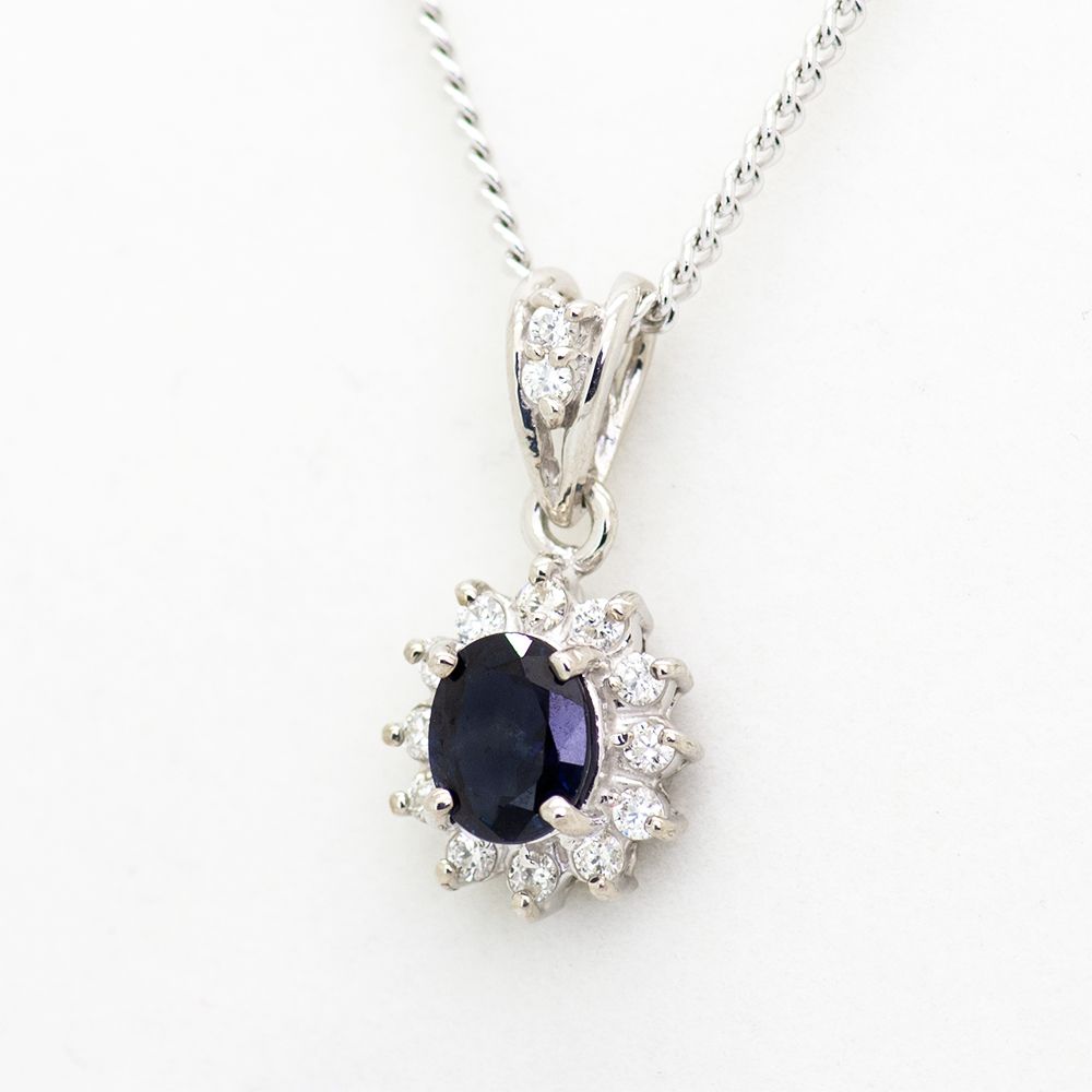 サファイヤ ペンダント 0.4ct K10WG (13403)