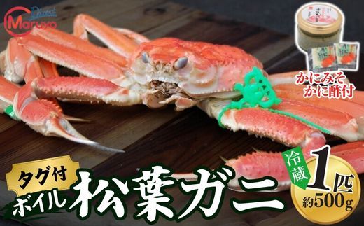 [ボイル松葉ガニ 1匹(約500g)かにの身入りかにみそ 三杯酢付 冷蔵]ご入金確認後、1ヶ月程度で配送予定 配送前に事前連絡いたします 香住･山陰沖で水揚げされた新鮮な松葉ガニを熟練の職人が茹で上げ