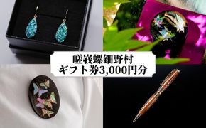 【伝統工芸を応援！】【嵯峩螺鈿・野村】ギフト券 3,000円分 261009_B-AS10