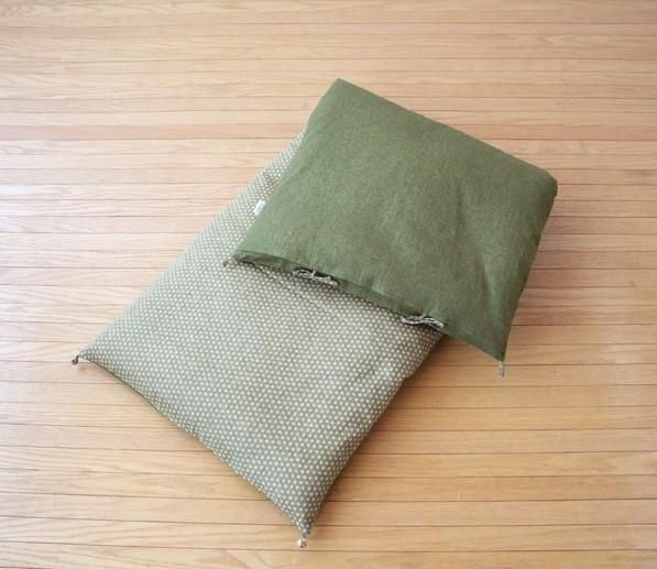 【 洛中高岡屋 】うたた寝にちょうどいい寛ぎのアイテム　カバータイプごろ寝敷きふとん（グリーン系） 261009_B-BZ65