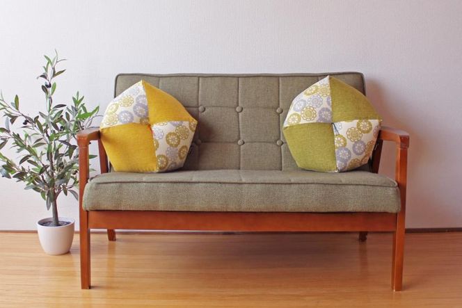 【 洛中高岡屋 】ラクにくつろげる おじゃみ座布団（木綿・萌黄フローラル） 261009_B-BZ80