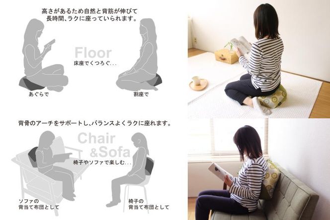 【 洛中高岡屋 】ラクにくつろげる おじゃみ座布団（木綿・萌黄フローラル） 261009_B-BZ80