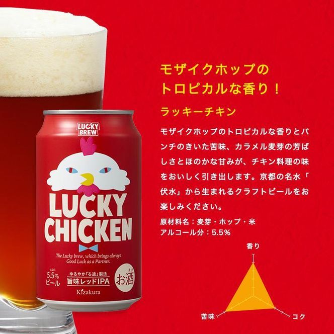 【黄桜】クラフトビール 「ラッキーチキン」（350ml缶×24本）［ キザクラ 京都 お酒 ビール 地ビール 人気 おすすめ 定番 ギフト プレゼント 贈答 ご自宅用 お取り寄せ おいしい ］ 261009_B-DN35