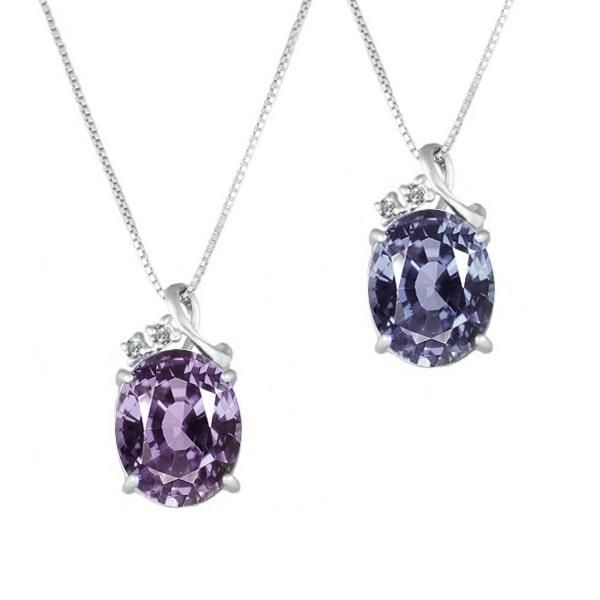 【京セラ】クレサンベール〈アレキサンドライト・天然ダイヤモンド〉ネックレス【オーバルカット/3.0ct/プラチナ/メレダイヤ2石/6月誕生石】 261009_B-EU106