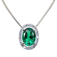 【京セラ】クレサンベール〈エメラルド・天然ダイヤモンド〉ペンダント【オーバルカット/0.88ct/0.18ct】 261009_B-EU94