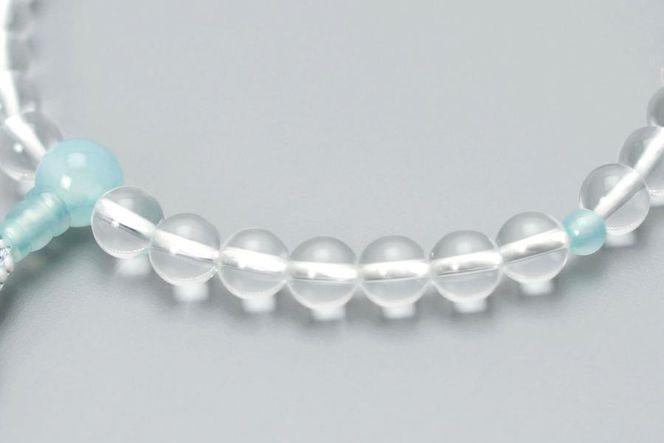 【京念珠】数珠 水晶 アクアメノウ 正絹房【土屋念珠店/女性用/レディース/念珠/略式/3780】 261009_B-FR53