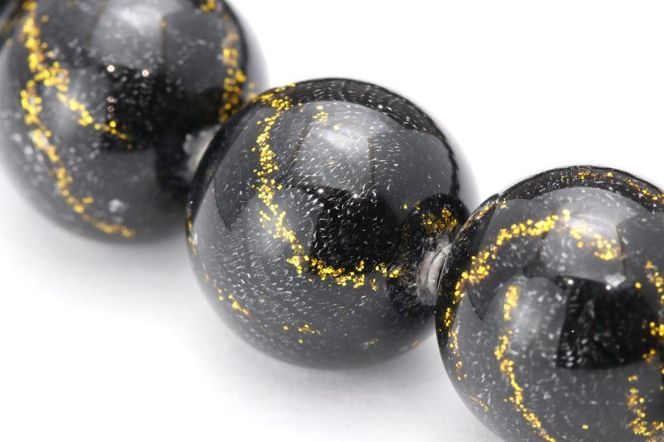 【京念珠×京ちりめん】黒オニキス 数珠袋付き ブラック【土屋念珠店/男性用/メンズ/数珠/略式/仏具】 261009_B-FR80