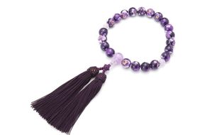 【京念珠×京ちりめん】藤雲石 数珠袋付き パープル【土屋念珠店/女性用/レディース/数珠/略式/仏具】 261009_B-FR83