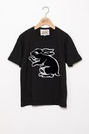 直植毛フロッキーTシャツ　ウサギ黒　(Sサイズ) 261009_B-JF02VC01