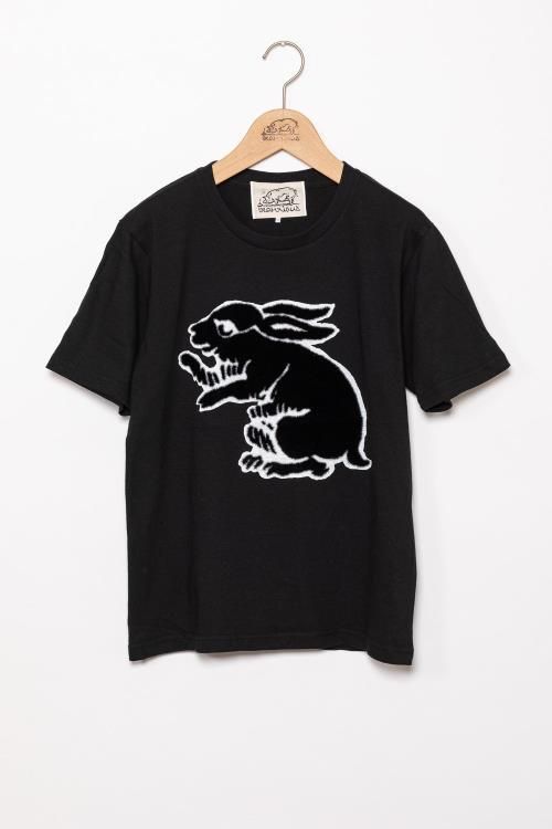 直植毛フロッキーTシャツ　ウサギ黒　(Mサイズ) 261009_B-JF02VC02