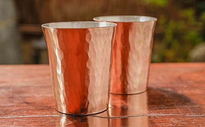 【八木庖丁店】手打ち銅製 ぐい呑み(ペア) 261009_B-JU24