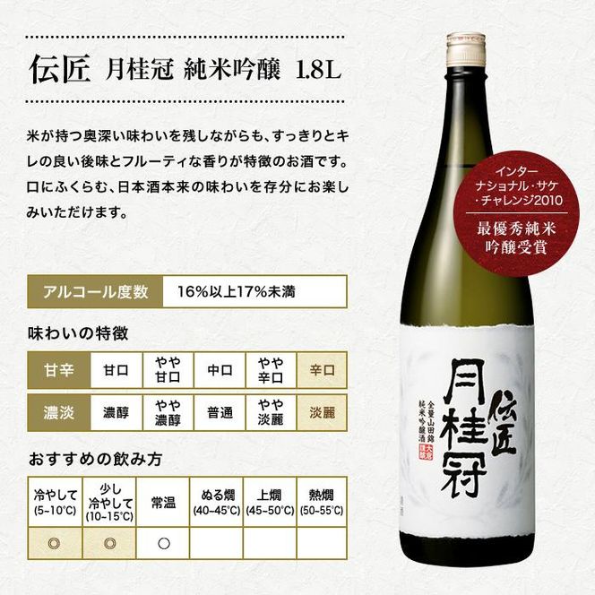 【月桂冠】伝匠月桂冠　純米吟醸（1.8L壜詰×1本）［京都 伏見 お酒 清酒 純米 フルーティー 人気 おすすめ 定番 贈答 ご自宅用 お取り寄せ おいしい 通販 送料無料 ふるさと納税］ 261009_B-NP04