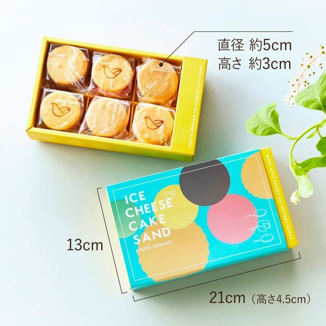 【ソラアオ】アイスチーズケーキサンド 1箱 6個入り | 京都 チーズケーキ専門店 アイス  人気セット［ 京都  チーズケーキ専門店 スイーツ アイス アイスサンド 人気 おすすめ 洋菓子 お取り寄せ 通販 送料無料 ふるさと納税 ］ 261009_B-QW09