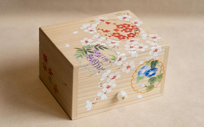 【箱藤商店】桐製小引き出し（ドロワーボックス）〈京都日本画絵師絵付け〉 261009_B-TC01