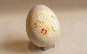 【箱藤商店】桐製たまご箱（菊文様）〈京都日本画絵師絵付け〉 261009_B-TC03
