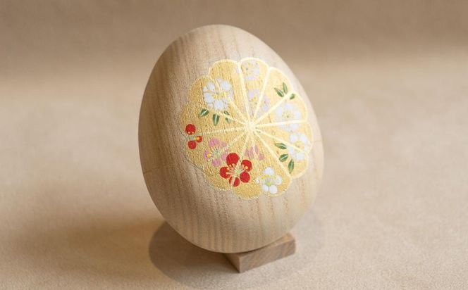 【箱藤商店】桐製たまご箱（菊文様）〈京都日本画絵師絵付け〉 261009_B-TC03