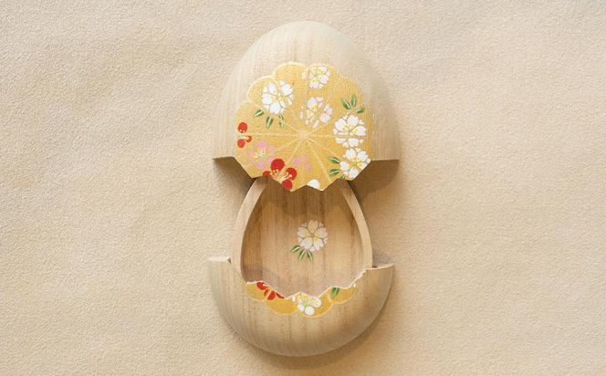 【箱藤商店】桐製たまご箱（菊文様）〈京都日本画絵師絵付け〉 261009_B-TC03