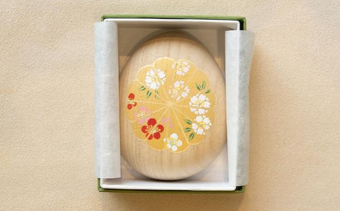 【箱藤商店】桐製たまご箱（菊文様）〈京都日本画絵師絵付け〉 261009_B-TC03