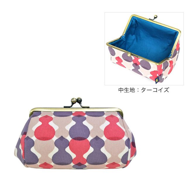 【亥之吉】手捺染たわら型コスメポーチがま口 [ひさごはいもも]（いのきち） 261009_B-UY02