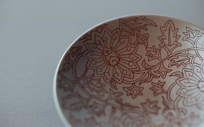 【叶松谷】瑠璃内銀華唐草盃台器 261009_B-VD06