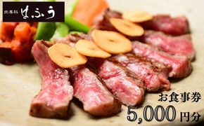 【肉専科はふう】お食事券 5,000円分（ステーキ/ビフカツ）［ 京都 肉 レストラン 食事 券 ランチ ディナー 人気 おすすめ グルメ チケット 割引 ］ 261009_B-VI01