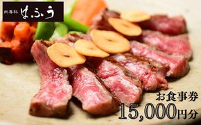 【肉専科はふう】お食事券 15,000円分（ステーキ/ビフカツ）［ 京都 肉 レストラン 食事 券 ランチ ディナー 人気 おすすめ グルメ チケット 割引 ］ 261009_B-VI02