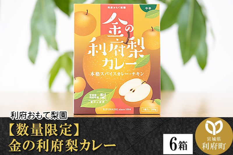 [数量限定]金の利府梨カレー(中辛) 200g×6箱セット「宮城県利府町産の梨を使用」|06_ron-010601