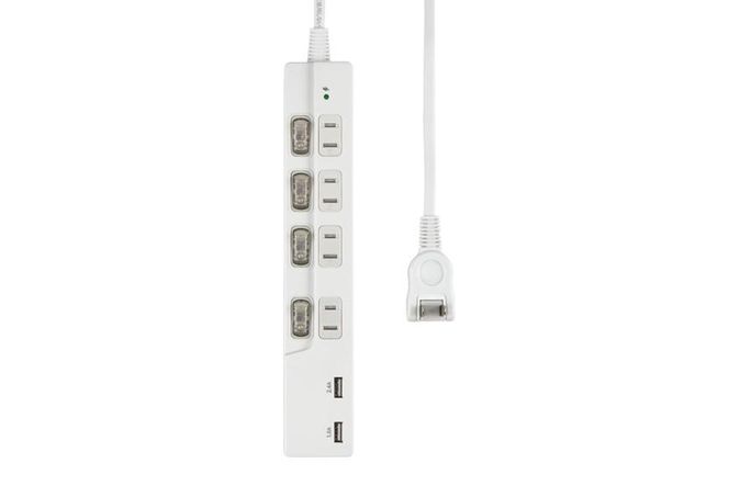 電源タップ　耐雷サージ　USBポート付きスイッチ付きタップ　USB×2ポート　4個口2ｍ　WBK-4232SUA(W) 272183_AZ156