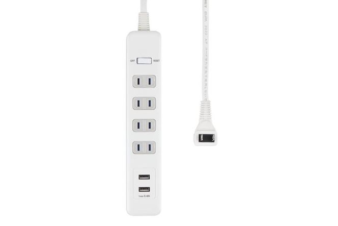 電源タップ　耐雷サージ　USBポート付きタップ　USB×2ポート　4個口2ｍ　WLS-4232BUA(W) 272183_AZ157