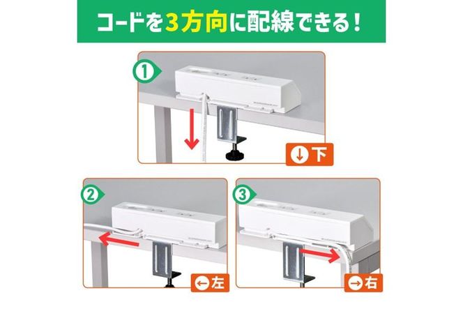 電源タップ　耐雷サージ　USBポート付き　スイッチ付き　卓上　USB×2ポート　4個口2ｍ　WLS-DS4232SUA(W) 272183_AZ159