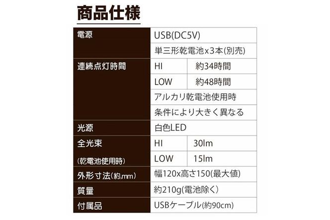 小物が入るLEDライト　小物入れ　木目調　2WAY電源　PM-LP101 272183_AZ86