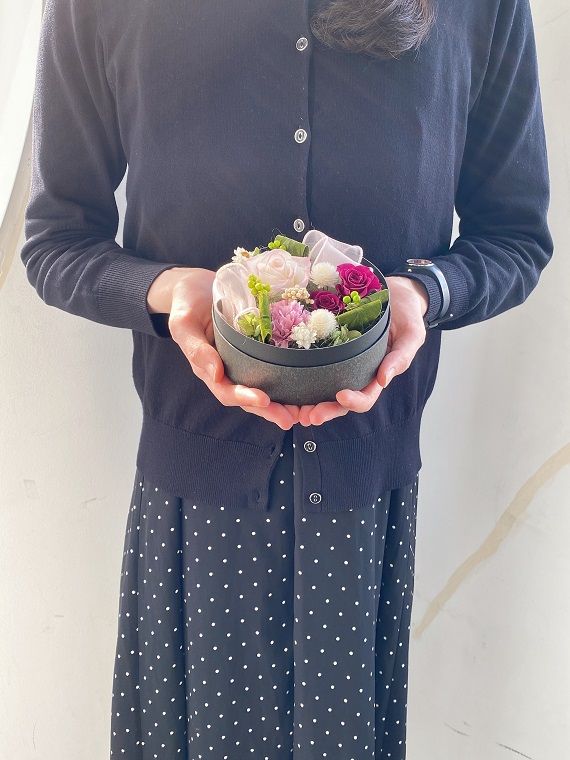 AJ075-1 プリザーブドフラワーアレンジ【レガロ/ボルドー】春日部市 シュガーパイン