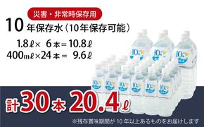 水 10年保存水 1.8L×6本 400ml×24本セット 計20.4L 10年保存可能 室戸海洋深層水100％使用 ミネラルウォーター ペットボトル 長期保存水 備蓄水 非常災害備蓄用 災害用 避難用品 防災 防災グッズ 赤ちゃん ミルク 子ども 大人 薬服用 自然災害 送料無料　ak030!