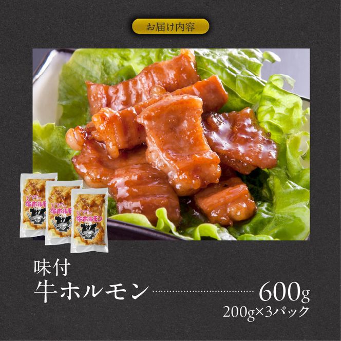 肉のひぐち　味付牛ホルモン［174N04］味付 牛ホルモン 200g × 3パック 牛肉 肉 ホルモン おうち時間 おうちごはん 簡単調理 モツ炒め おかず おつまみ バーベキュー BBQ 鍋