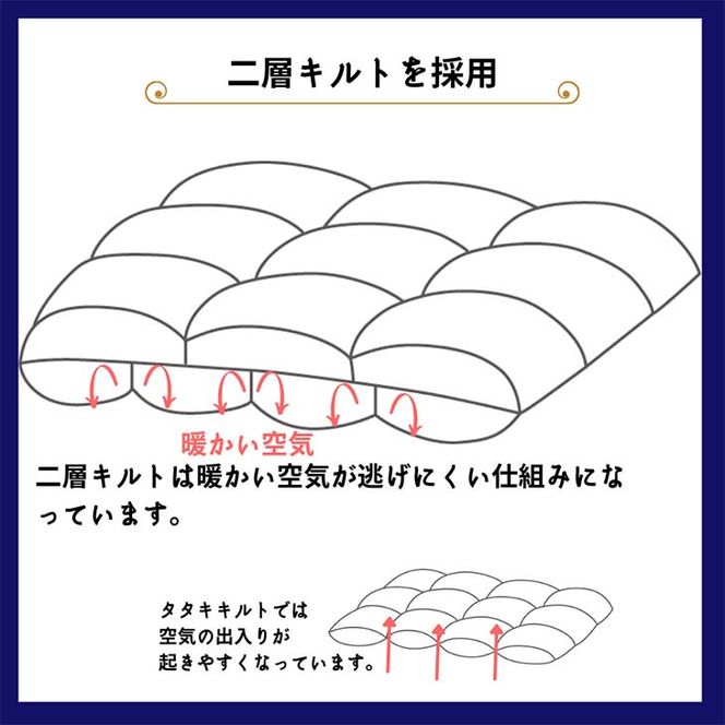 ＜京都金桝＞特殊2層キルト 羽毛布団 ロワーレ(ポーランド産マザーホワイトグースダウン95％・たっぷり1300gふっくら仕上げ）カラー：ピンク ≪国内再洗浄 DP420≫