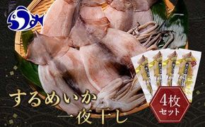 知床羅臼産 するめいかの一夜干し4枚セット（1枚250g前後） 生産者 支援 応援 016942_AE052