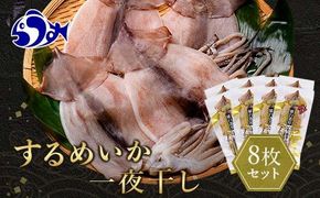 知床羅臼産するめいか一夜干し（1枚 250g 前後）8枚セット 生産者 支援 応援 016942_AE053